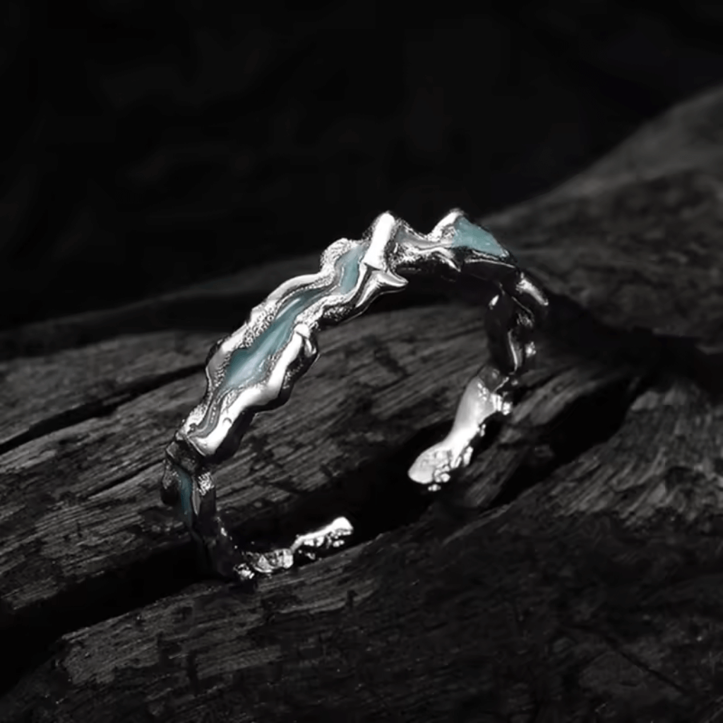 ICEBELA mint blue enamel ring with glossy finish and adjustable band