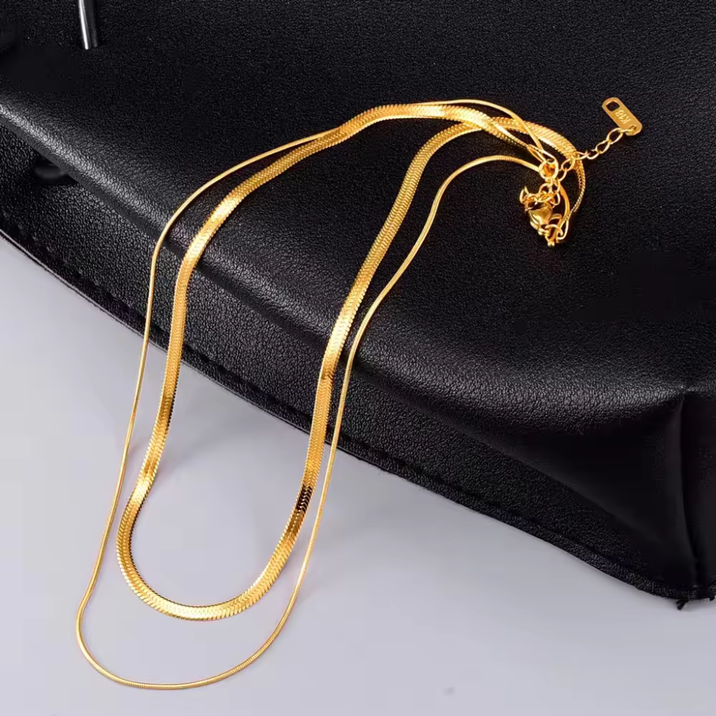 Gold Plated Multi Layered Snake Chain Necklace