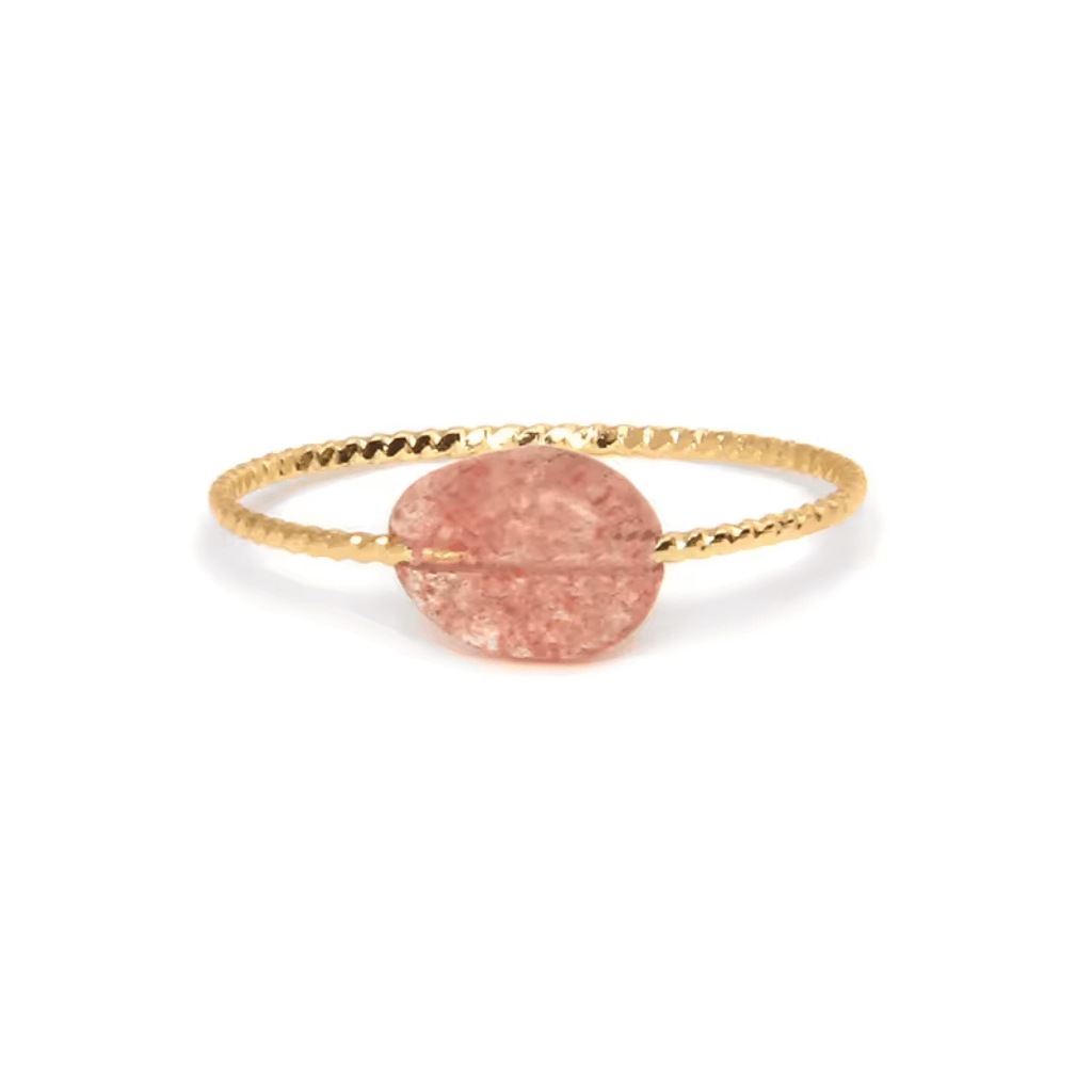 Gold band Rough Amethyst Rose Quartz Crystal Ring displaying nature’s raw beauty and spiritual energy.